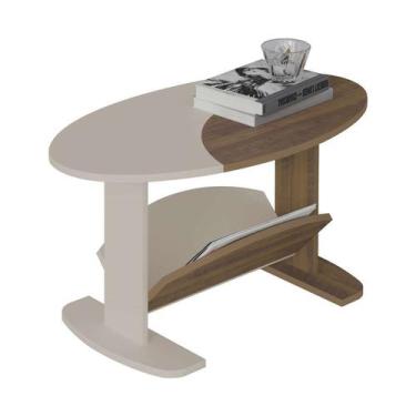 Imagem de Mesa de Centro Oval Isis Pinho e Off White - Artely, Pinho e Off White