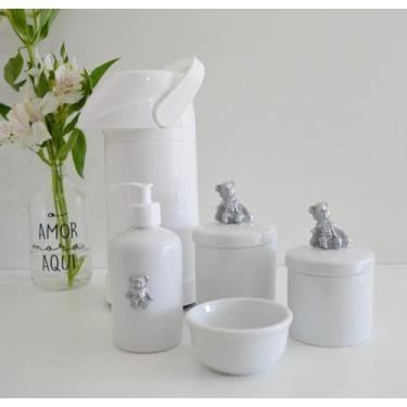 Imagem de Kit Higiene Bebê Porcelana Potes Gel Térmica K021 Urso - Ciranda Arte 