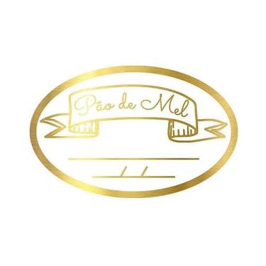 Imagem de Adesivo "Pão de Mel com Validade" - Ref.2017 - Hot Stamping - Dourado 