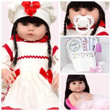 Imagem de Bebe Reborn de Silicone Morena Linda Com Vários Acessórios - Cegonha R