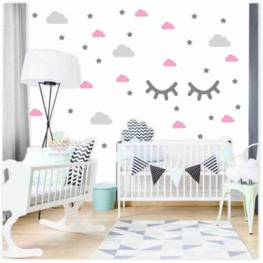 Imagem de Adesivo nuvens, cílios e estrelas - DECORELABORE