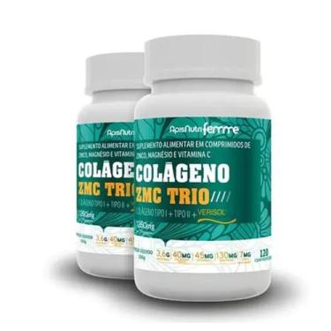 Imagem de Kit 2 Colágeno ZMC Trio Tipos 1, 2 + Verisol Apisnutri 120 comprimidos