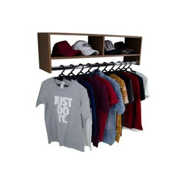 Imagem de Cabideiro Arara de Parede com Nicho de Mdf Organizadores de Roupas Clo