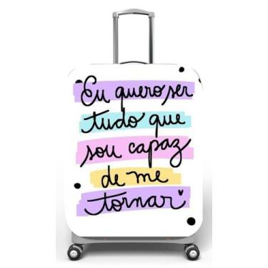 Imagem de Capa para mala de viagem M, medidas max C40x A59 x P27cm Estampa Eu qu