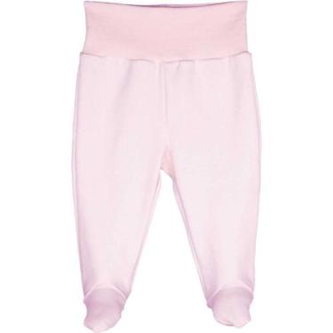 Imagem de Calça Bebê Básica RN Lisa Com Pé Bibe 100% Algodão Egípcio, Rosa