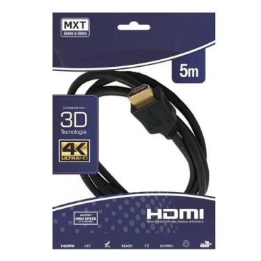 Imagem de Cabo Hdmi 2.0 Ultrahd 4k 3d 30awg 5 Metros Gold Dourado Mxt