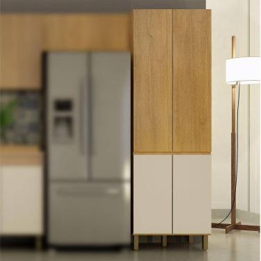 Imagem de Armário Paneleiro Fechado 4 Portas Dakota Cinamomo/Off White