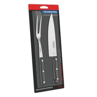 Imagem de Jogo Faca Garfo Tramontina Conjunto 2 Peças Trinchante Inox Ultracorte