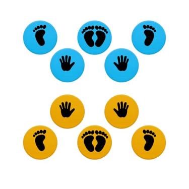 Imagem de Eco Walker Tapete colorido de 25,4 cm, marcadores planos, pés, jogo de mão, pedras de piso, lava quente para sala de aula, casa (mão-pés 2)