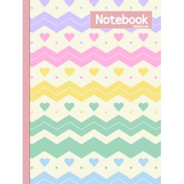 Imagem de Hardcover Notebook: Heart Zig Zag Pattern Colorful Hardcover - Composition Notebook - Large 8.5 x 11 - College Ruled 100 Pages - 50 Sheets