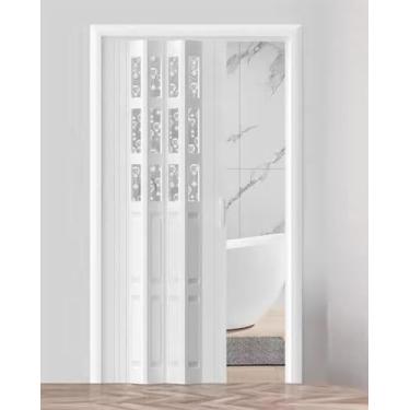Imagem de Porta sanfona, portas brancas dobráveis, estilo sanfona, painel de acrílico temporário e PVC para economia de espaço, porta de tela dobrável para banheiro, quarto, uma cor, 91 x 101 cm (36 x 40 pol.)