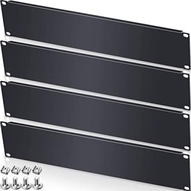 Imagem de Leinuosen Espaçador de painel de montagem em rack em branco, painel em branco, preto, acessórios de rack de servidor, enchimento de montagem para rede de servidores de 48 cm, cabo de gabinete (2 U, 10
