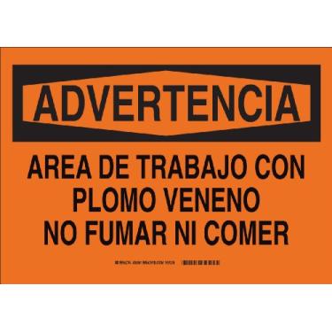 Imagem de Brady 38301 Aluminum, 25.4 cm X 35.6 cm Advertencia Sign Legend, Area De Trabajo Con Plomo Veneno No Fumar Ni Comer"