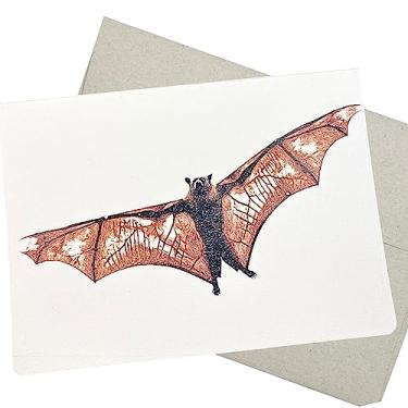 Imagem de Cartão de felicitações de morcego voador com envelope para todas as ocasiões (18 x 12 cm, em branco dentro) estilo gótico para filmes de terror, dia das bruxas e amantes góticos - 214