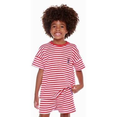 Imagem de Conjunto Listrado Infantil Juvenil Menino 2 Peças Moda Verão - Baaobee