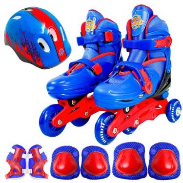 Imagem de Patins Infantil C/ Acessórios Triline Ajustável Azul Unitoys