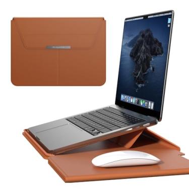 Imagem de Capa para laptop de 13-14 polegadas com suporte ajustável, resistente a impactos e mouse pad para MacBook Pro de 13 polegadas e MacBook Air, e outros notebooks de 13-14 polegadas (Marrom, 13-14 inch)