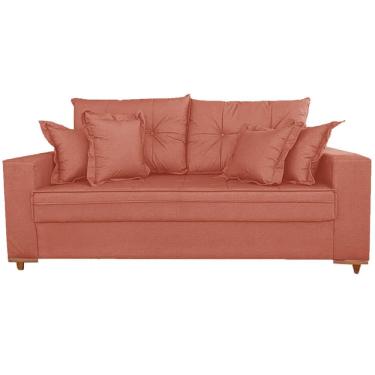 Imagem de Sofá Vicam 05 com Almofadas Soltas 3 Lugares Tecido Linho 200cm Vicam Cor Cobre