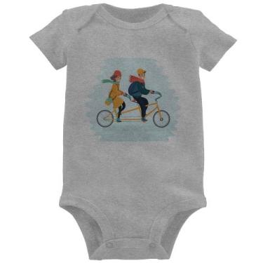 Imagem de Body Bebê Casal  Bicicleta - Foca na Moda, Cinza, P