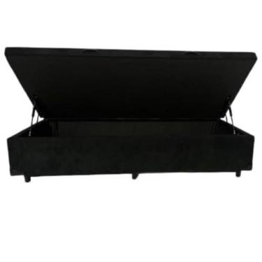 Imagem de Cama Box Em Baú Solteiro Blindado, Suede Preto RC - Real Comfort Estof