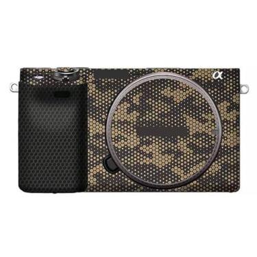 Imagem de JERXTTON Adesivo de capa de câmera para Sony A6400 A6300, película protetora, antiarranhões, decoração e resistência ao desgaste (Mamba) dourada