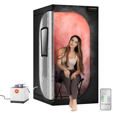 Imagem de Sauna a vapor portátil – temporizador de 99 minutos e vaporizador de 9 níveis de calor, aquecimento rápido, design espaçoso de 80 cm x 80 cm x 160 cm, barraca grande à prova d'água com isolamento