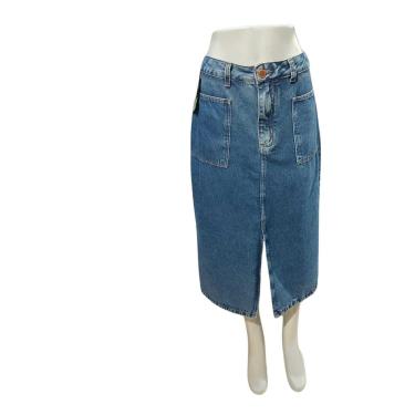 Imagem de Saia Midi Reta Com Bolso Latera