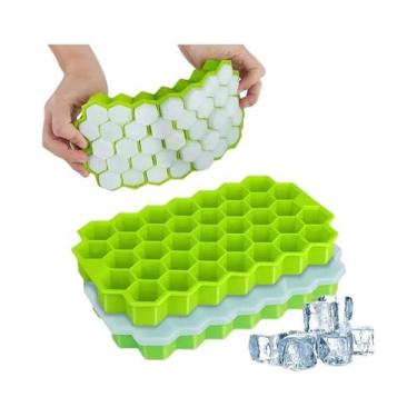 Imagem de Bandeja de Gelo com Tampa - 37 Cubos em Formato de Favo de Mel - Faça 
