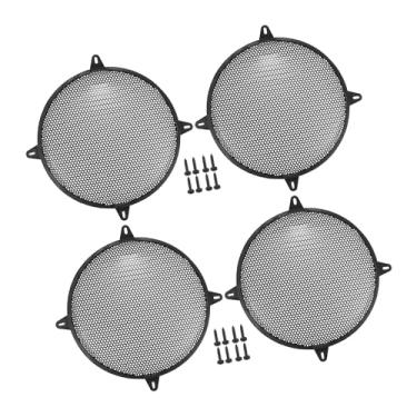 Imagem de A ABSOPRO Capa universal de grade de alto-falante de carro de 30,5 cm, redonda, 30,5 cm, capa protetora de subwoofer com parafusos e clipes, ferro preto - Pacote com 4 itens de substituição