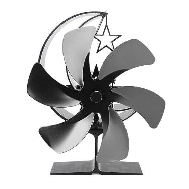 Imagem de Ventilador de fogão GRCFUMO, Ventilador de lareira com 6 lâminas de vento rápido, Ventilador de fogão movido a calor silencioso para fogões a lenha de registro de pelota de gás (Preto)