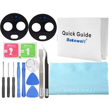 Imagem de Bakewell Substituição da tampa da lente de vidro da câmera traseira traseira para Motorola Moto Z3 XT192917 preta (2 peças)