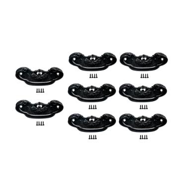 Imagem de QCAA Puxador de gaveta vintage para móveis, caixa de madeira, molde de zinco, comprimento 6 cm x 7/20.3 cm de altura, preto, pacote com 8, feito em Taiwan