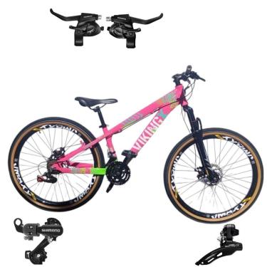 Imagem de Bicicleta 26 VikingX T25 21v Cambios Shimanos e Trocador Freeride Pneu Aro 26 Balão Faixa Amarela-Unissex