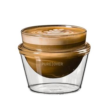 Imagem de Pure Over Xícaras de café expresso para bebidas | Latte, Cappuccino, Cortado, branco liso | Não tóxico | Vidro borossilicato de parede dupla | 141 g, 184 g, 241 g e 293 g (Latte (241 g))