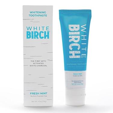 Imagem de White Birch Creme dental de carvão branco ativado - Cuidado oral natural e sem flúor - Hortelã fresca - 119 g.