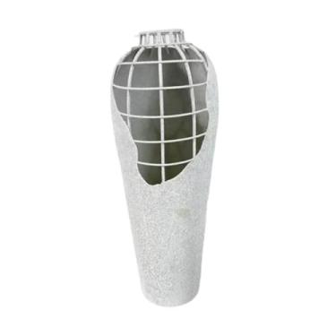 Imagem de FLCPJGV Vaso de metal para flores artificiais ornamentos rústico multiuso rústico para casamentos decoração, White 16x43x6cm