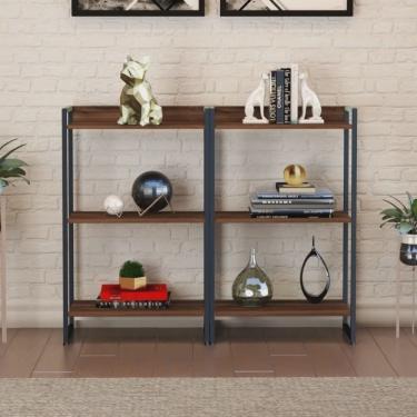 Imagem de Kit 2 Estantes para Livros Industrial 3 Prateleiras 104cmx60cm Active Yescasa