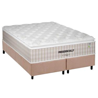 Imagem de Cama Box Queen: Colchão Molas MasterPocket Ensacadas Plumatex Presidencially Selado + Base crc Suede Clean (158x198)