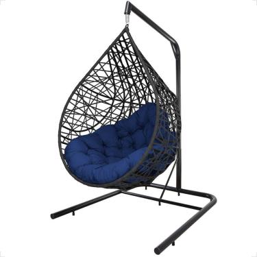 Imagem de Balanço Suspenso Ninho Gota Com Mola, Suporte E Mosquetão Para área Gourmet - Preto A2