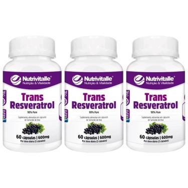 Imagem de Kit 4 Un - Trans Resveratrol 600Mg 60 Capsulas Nutrivitalle