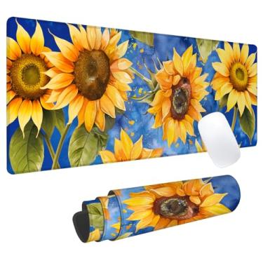 Imagem de Tapete de mouse para jogos com padrão de girassol, tapete de mesa de escritório, base de borracha antiderrapante, tapetes de mouse estéticos legais para computador, laptop, teclado, escola, casa, mesa
