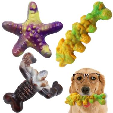 Imagem de Brinquedos para mastigar cães para mastigar agressivos, pacote com 3 brinquedos de ossos de cachorro resistentes para mantê-los ocupados, brinquedo indestrutível para raças médias/grandes
