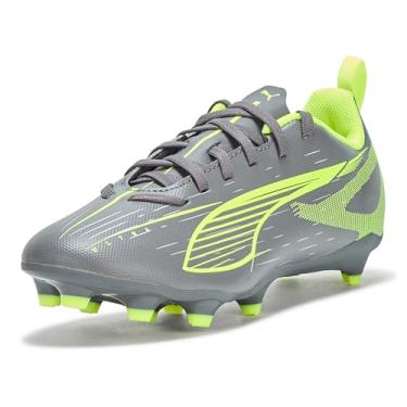 Imagem de PUMA Tênis infantil unissex ultra play firme, chuteira artificial de futebol, Prata envelhecida fosca, amarela, alerta - prata envelhecida, 13 Big Kid