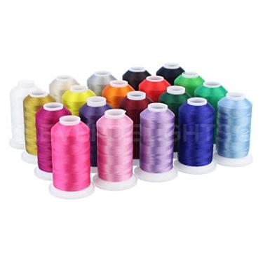 Imagem de CleverDelights Conjunto de fios para máquina de bordado de 20 cores - carretéis de 1000 jardas - fio de poliéster forte - para máquinas Brother Babylock Janome Singer Pfaff Husqvarna Bernina