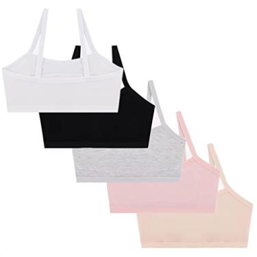Imagem de Herepai Sutiã de treinamento forrado de algodão com alças ajustáveis para meninas de 9 a 14 anos, Preto, cinza, branco, rosa, cor de pele, 9-14 Years