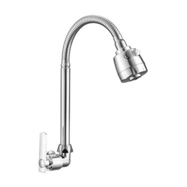 Imagem de Torneira Cozinha Gourmet Bancada Parede Flexível 1/4 Volta Cromo - oem