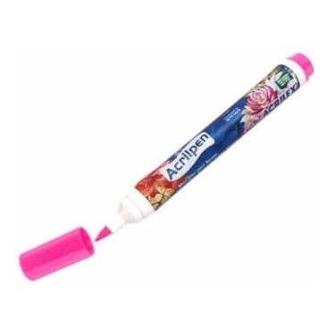 Imagem de Caneta Para Tecido Acrilex Acrilpen Rosa 537 - Pintura Permanente e Personalização É Ideal Para Personalizar E Detalhar Seus Projetos De Tecido Com Precisão E Durabilidade