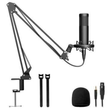 Imagem de Hayner-Seek Microfone Condensador Para Estúdio De Podcast, Kit Suporte Ajustável Com Braço Tesoura Cardioide, Adequado Gravação Doméstica, Transmissão Ao Vivo E Produção Vídeo