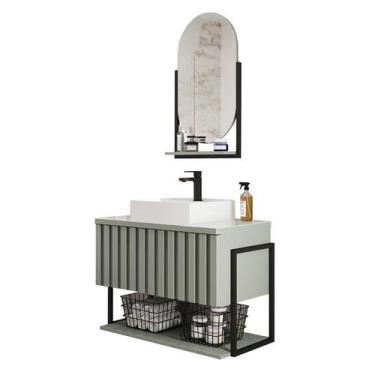 Imagem de Gabinete de Banheiro Frise 80 com Espelho Ori Pistache - MGM