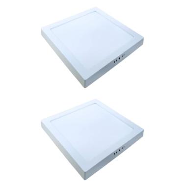 Imagem de Kit 2x Painel Plafon Sobrepor Alumínio Quadrado LED 18W 20x20 Bivolt Branco Quente